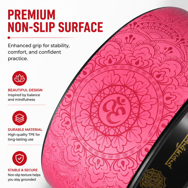 Premium 12.2 Inch Yoga Wheel Back Pain Relief Myofascial Release Spine Support Wheel Durable PU Rubber 200kg Capacity Flexibility Training Yoga Prop