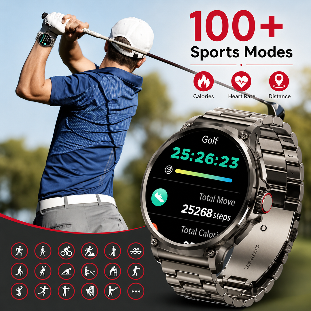 Premium 1.85-inch Ultra HD Smartwatch GPS Bluetooth Call Fitness Tracker 710mAh Battery Heart Rate SpO2 Sleep Monitor Sports Modes Android iOS Compatible Watch