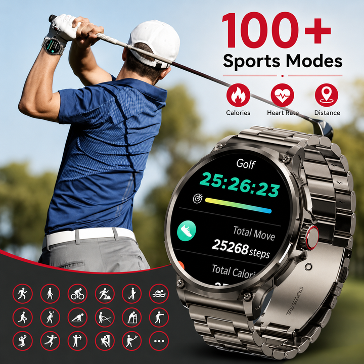 Premium 1.85-inch Ultra HD Smartwatch GPS Bluetooth Call Fitness Tracker 710mAh Battery Heart Rate SpO2 Sleep Monitor Sports Modes Android iOS Compatible Watch