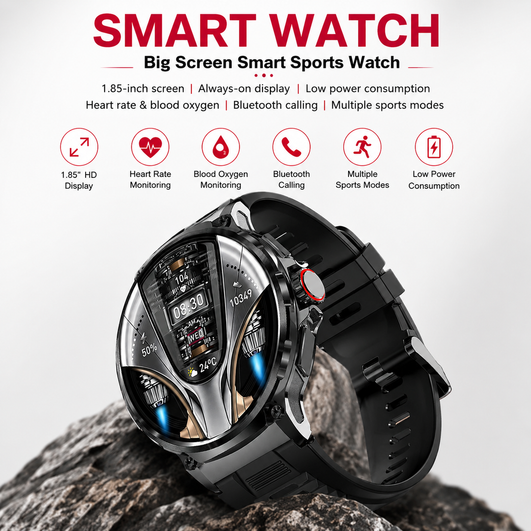 Premium 1.85-inch Ultra HD Smartwatch GPS Bluetooth Call Fitness Tracker 710mAh Battery Heart Rate SpO2 Sleep Monitor Sports Modes Android iOS Compatible Watch