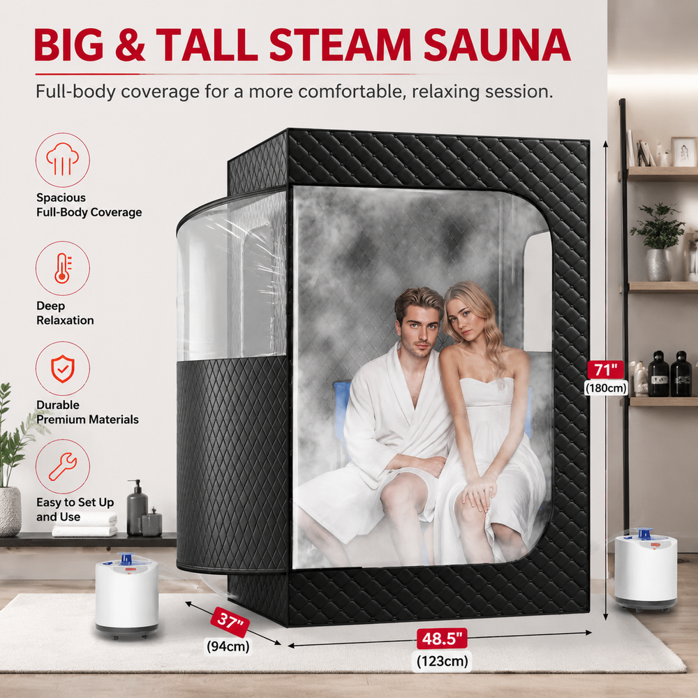 Premium 2 Person Portable Steam Sauna Tent Dual Generator 9 Level Control Foldable Home Spa Full Body Sauna Kit Indoor Steam Bath Relaxation