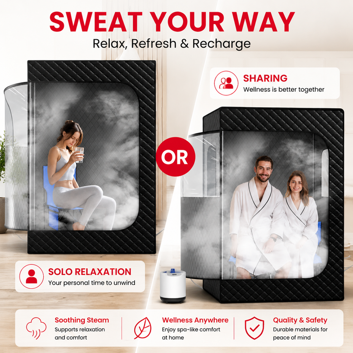 Premium 2 Person Portable Steam Sauna Tent Dual Generator 9 Level Control Foldable Home Spa Full Body Sauna Kit Indoor Steam Bath Relaxation