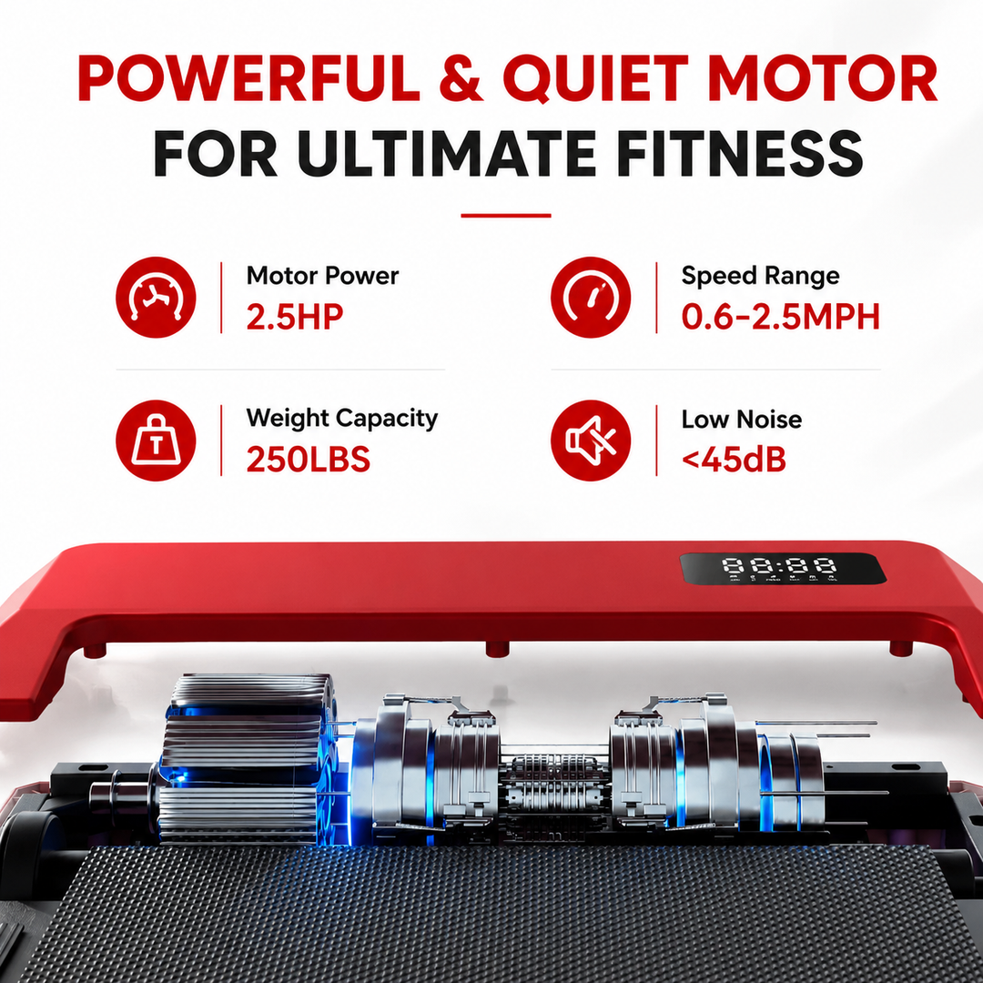 Premium 2-in-1 Walking Pad Treadmill Compact Under Desk Electric Treadmill 2.5HP Quiet Motor LED Display Bluetooth Portable Home Office Fitness Machine