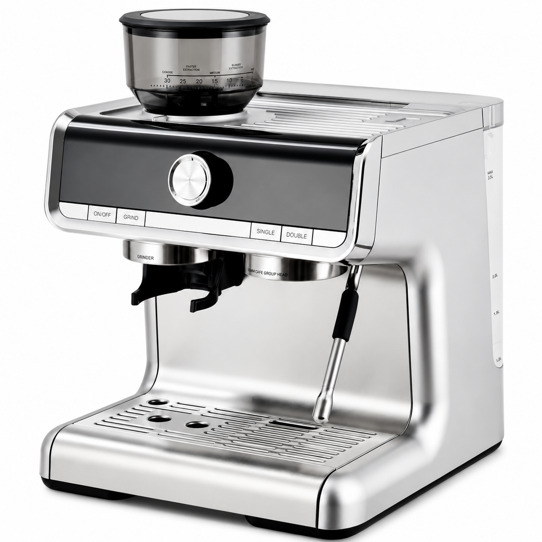 Premium 20 Bar Semi-Automatic Espresso Machine with Built-In Grinder 1450W Coffee Maker Conical Burr Grinder Steam Wand Espresso Latte Cappuccino Machine Home Use