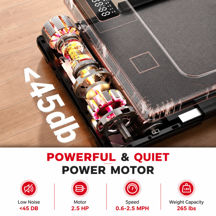 Premium 2.5HP Walking Pad Under Desk Treadmill Portable 2 in 1 Compact Electric Walking Machine LED Display Remote Control Home Office Fitness