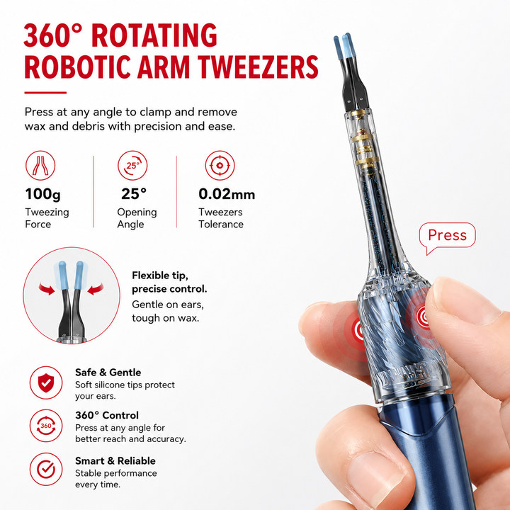 Premium 3-in-1 WiFi Visual Ear Cleaning Tool Camera Ear Pick Tweezers 12MP HD Endoscope Silicone Ear Spoon Rechargeable Smart Ear Cleaner Device