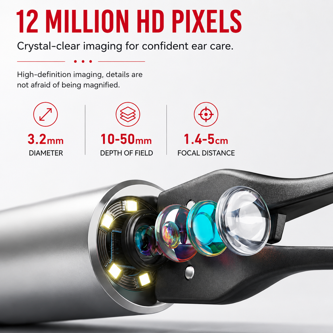 Premium 3-in-1 WiFi Visual Ear Cleaning Tool Camera Ear Pick Tweezers 12MP HD Endoscope Silicone Ear Spoon Rechargeable Smart Ear Cleaner Device