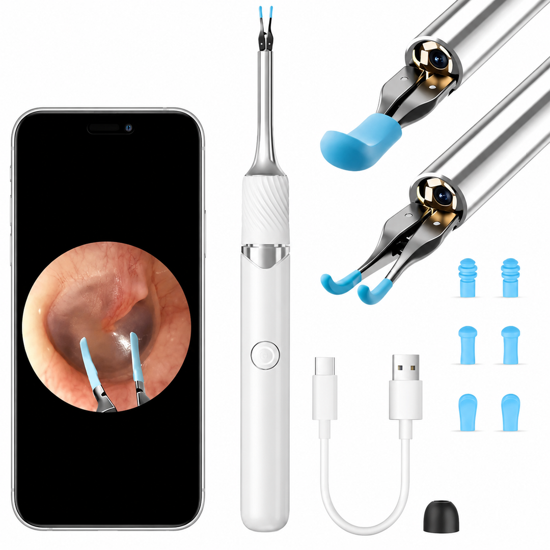 Premium 3-in-1 WiFi Visual Ear Cleaning Tool Camera Ear Pick Tweezers 12MP HD Endoscope Silicone Ear Spoon Rechargeable Smart Ear Cleaner Device