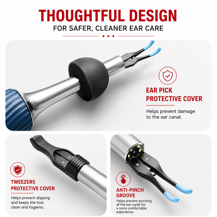Premium 3-in-1 WiFi Visual Ear Cleaning Tool Camera Ear Pick Tweezers 12MP HD Endoscope Silicone Ear Spoon Rechargeable Smart Ear Cleaner Device