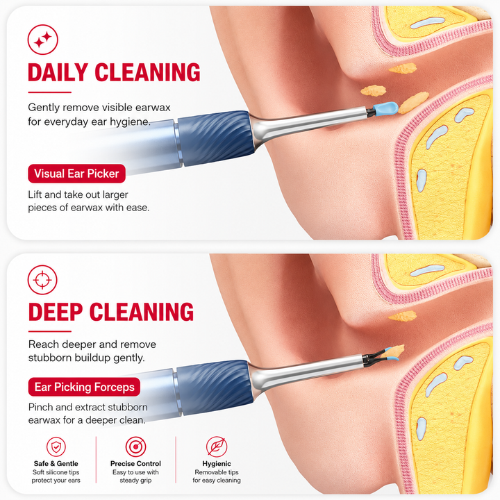 Premium 3-in-1 WiFi Visual Ear Cleaning Tool Camera Ear Pick Tweezers 12MP HD Endoscope Silicone Ear Spoon Rechargeable Smart Ear Cleaner Device