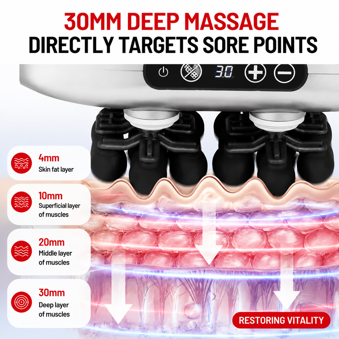 Premium 30 Head Massage Gun High Frequency Vibration Muscle Massager Fascia Therapy Full Body Percussion Device Portable Rechargeable USB-C