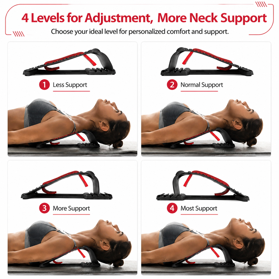 Premium 4-Level Neck Stretcher Cervical Spine Massager Adjustable Back Stretch Device Magnetic Acupressure Neck Pain Relief Ergonomic Support Tool