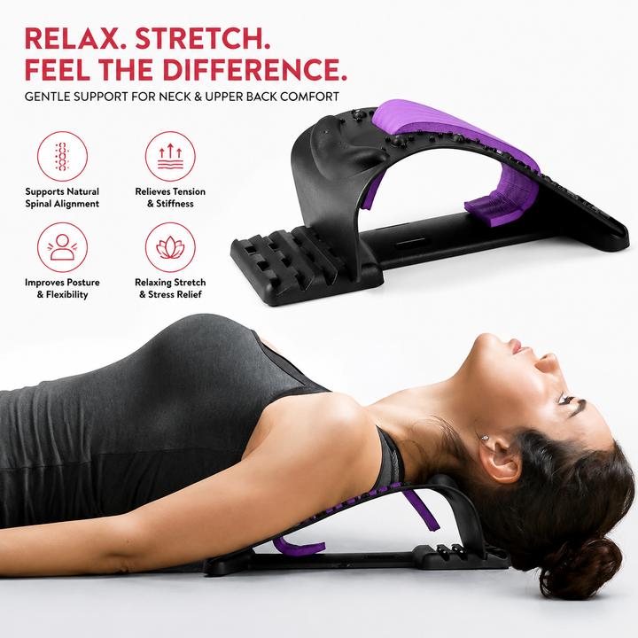 Premium 4-Level Neck Stretcher Cervical Spine Massager Adjustable Back Stretch Device Magnetic Acupressure Neck Pain Relief Ergonomic Support Tool