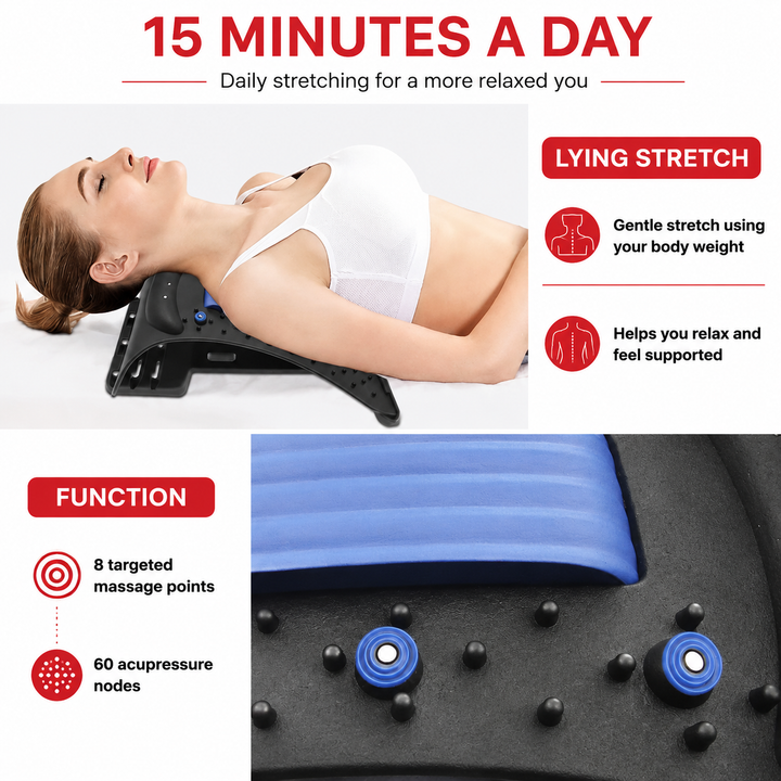 Premium 4-Level Neck Stretcher Cervical Spine Massager Adjustable Back Stretch Device Magnetic Acupressure Neck Pain Relief Ergonomic Support Tool