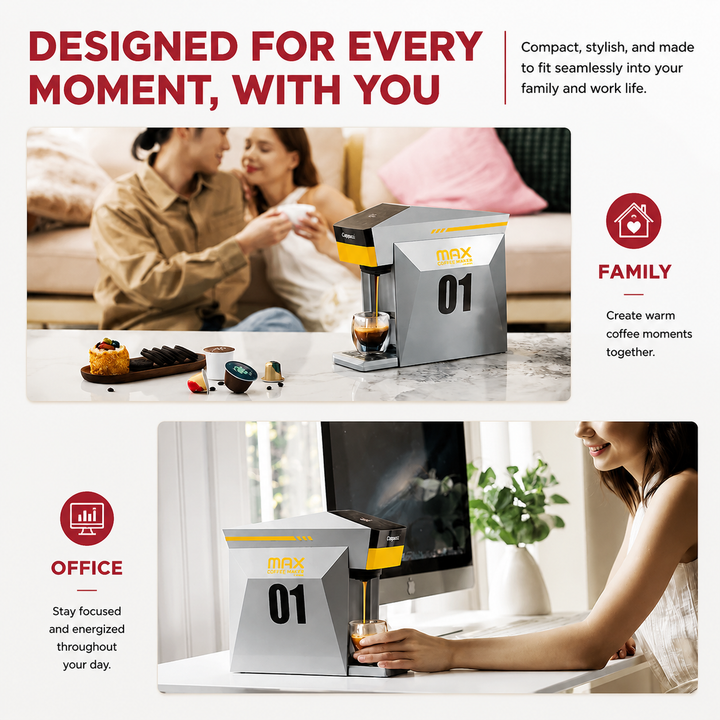 Premium 4-in-1 Coffee Machine Nespresso Dolce Gusto K-Cup and Ground Coffee Compatible 19 Bar Espresso Maker Compact Coffee Brewer