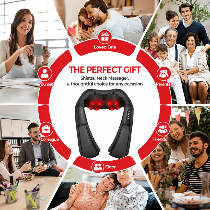 Premium 4D Shiatsu Neck Shoulder Massager Electric Kneading Heat Massage Pillow Back Full Body Car Home Use Portable Relaxation Therapy Device
