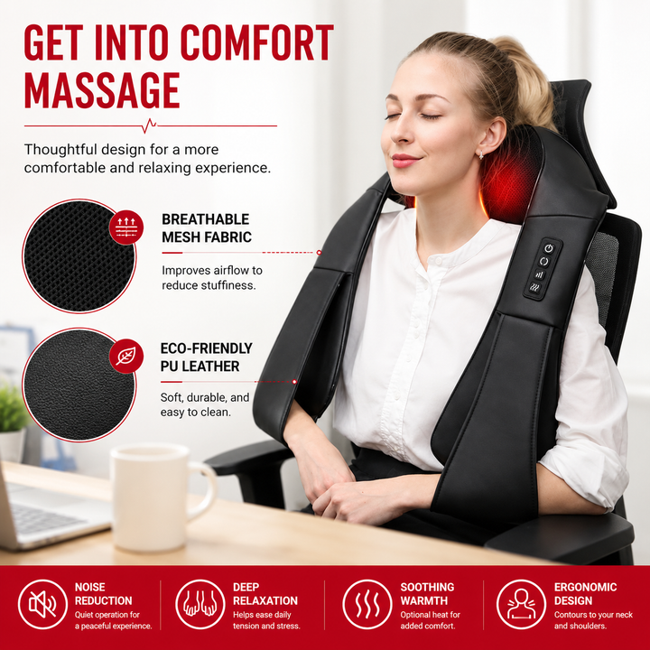 Premium 4D Shiatsu Neck Shoulder Massager Electric Kneading Heat Massage Pillow Back Full Body Car Home Use Portable Relaxation Therapy Device