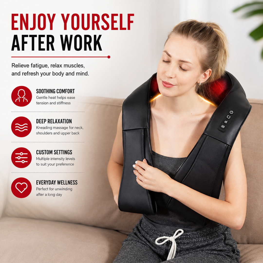 Premium 4D Shiatsu Neck Shoulder Massager Electric Kneading Heat Massage Pillow Back Full Body Car Home Use Portable Relaxation Therapy Device