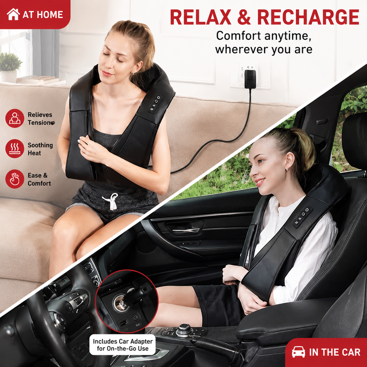 Premium 4D Shiatsu Neck Shoulder Massager Electric Kneading Heat Massage Pillow Back Full Body Car Home Use Portable Relaxation Therapy Device
