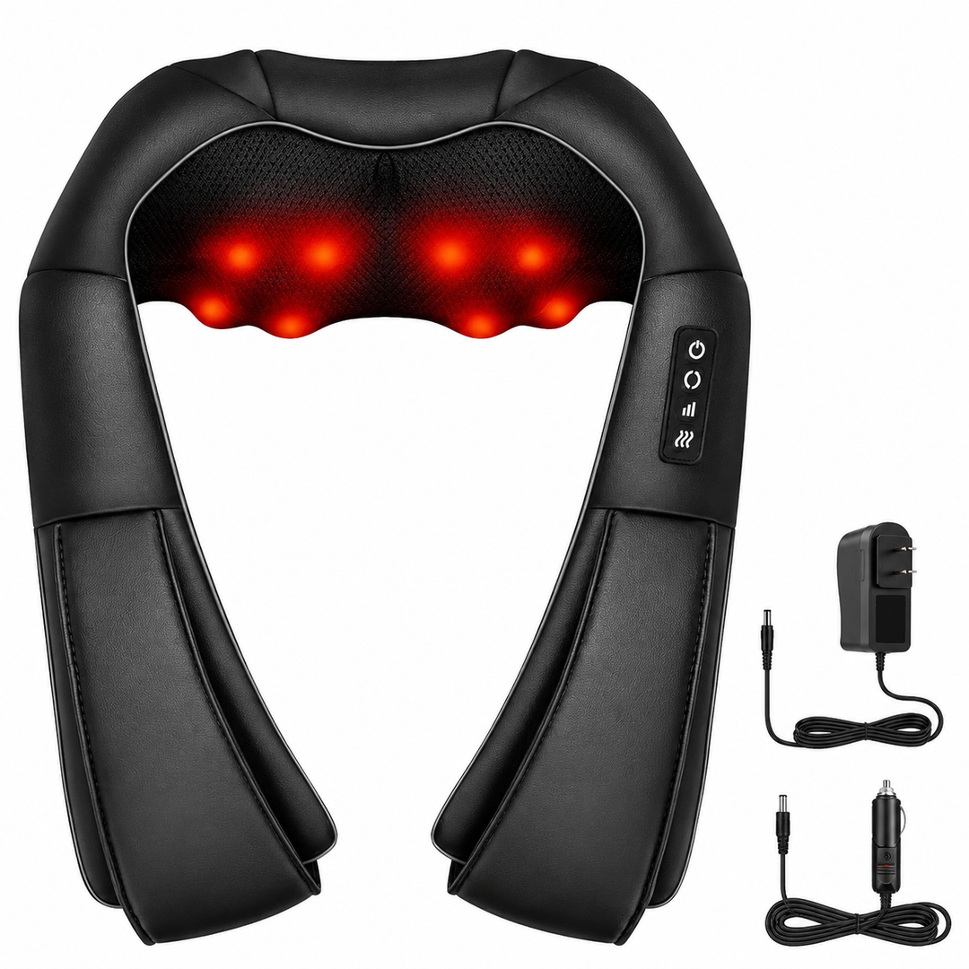 Premium 4D Shiatsu Neck Shoulder Massager Electric Kneading Heat Massage Pillow Back Full Body Car Home Use Portable Relaxation Therapy Device