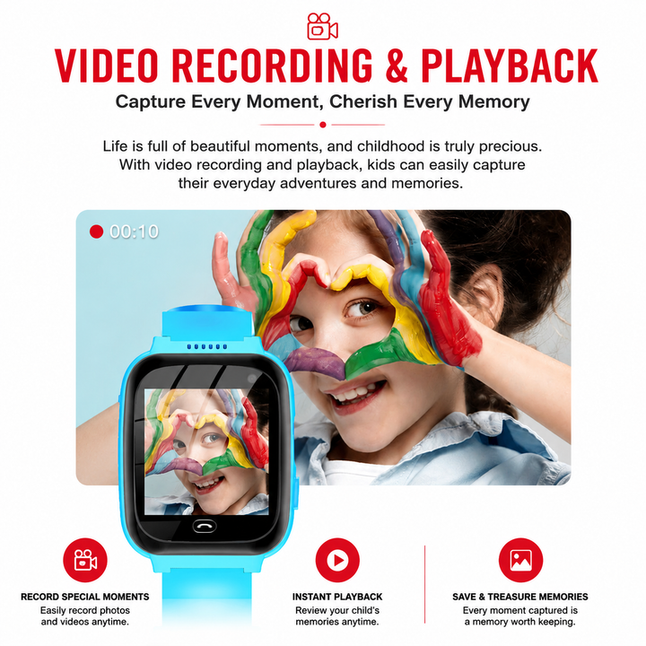 Premium 4G Kids Smartwatch GPS Tracker Video Call SOS IP67 Waterproof WiFi 8GB ROM Voice Call Location Tracking Children Smart Watch Android iOS Compatible