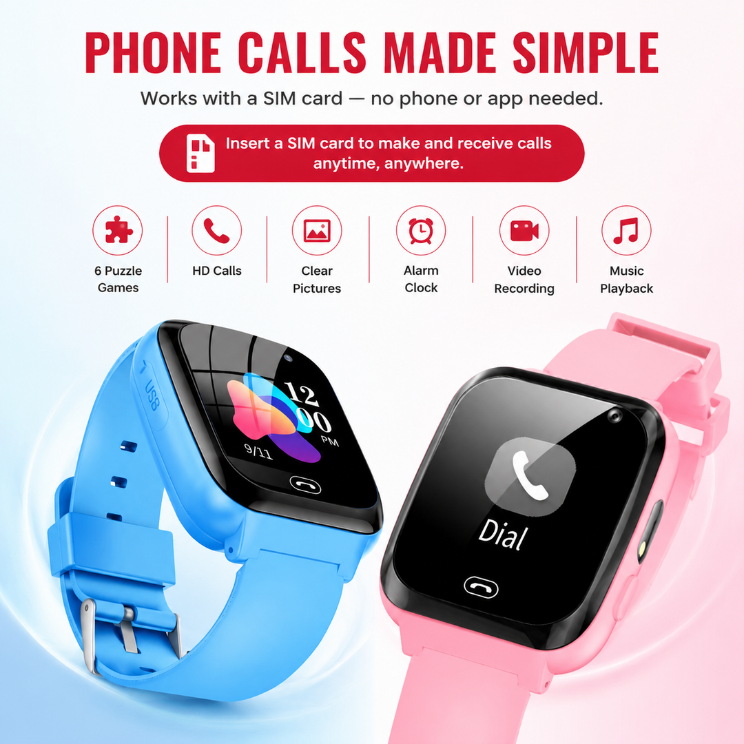 Premium 4G Kids Smartwatch GPS Tracker Video Call SOS IP67 Waterproof WiFi 8GB ROM Voice Call Location Tracking Children Smart Watch Android iOS Compatible