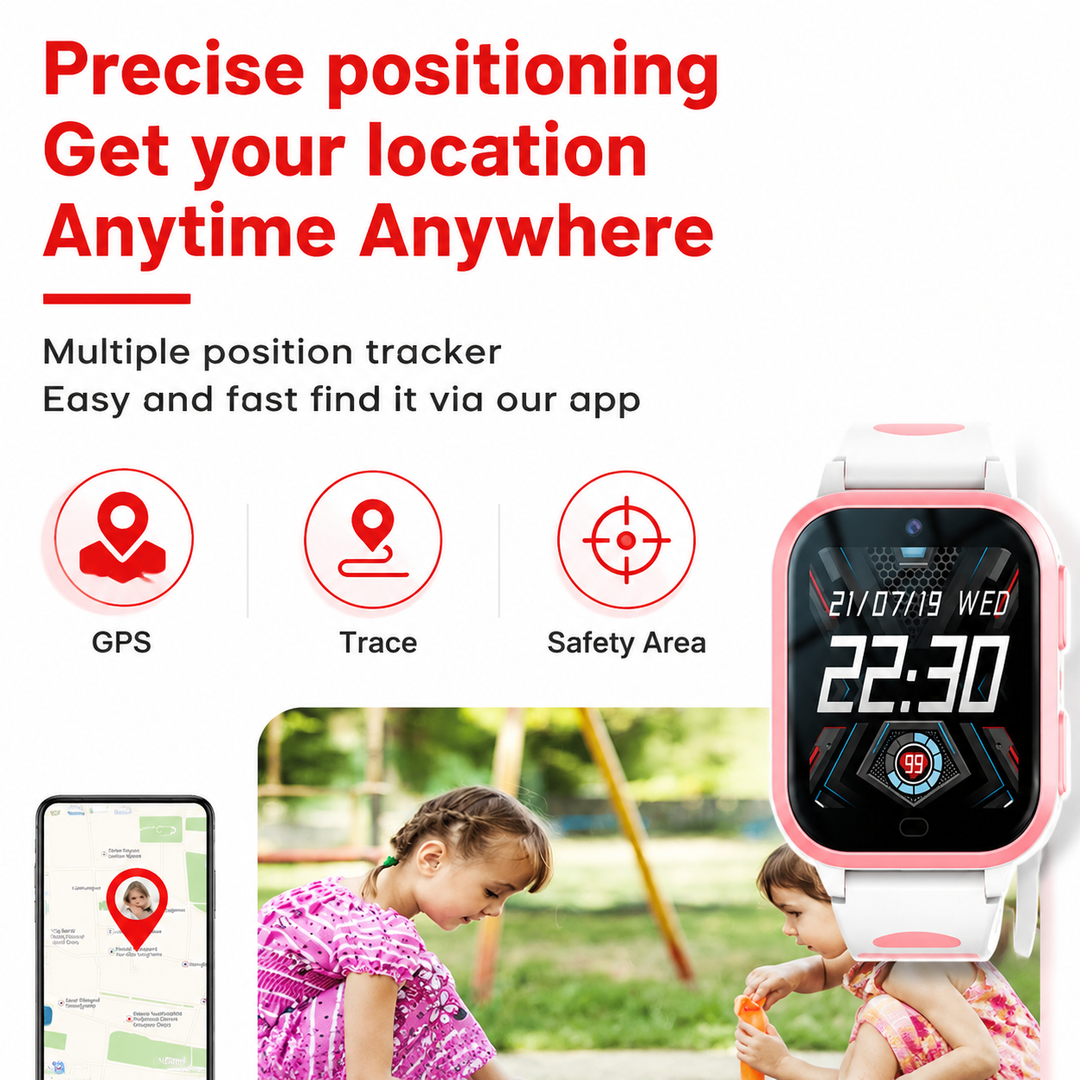 Premium 4G Kids Smartwatch GPS Tracker Video Call SOS IP67 Waterproof WiFi 8GB ROM Voice Call Location Tracking Children Smart Watch Android iOS Compatible
