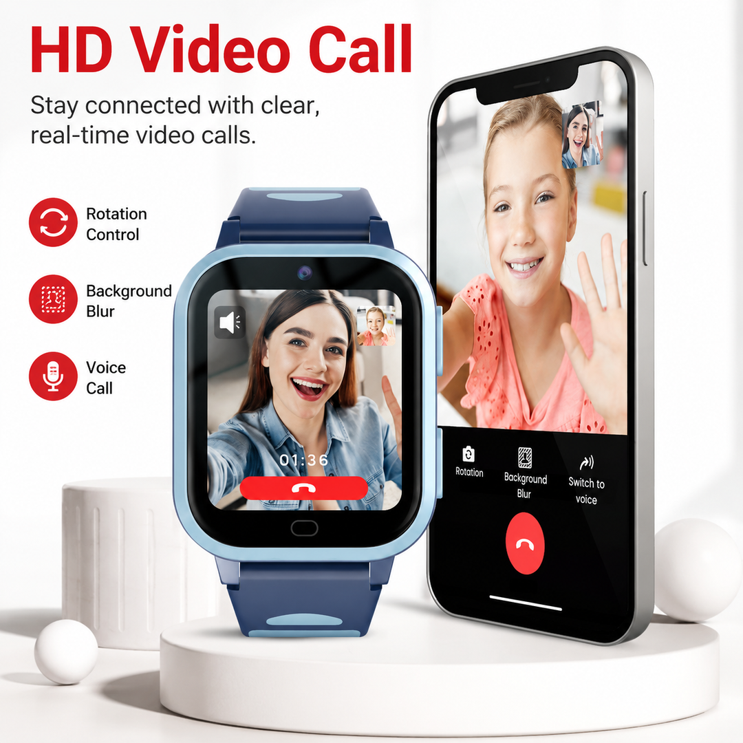 Premium 4G Kids Smartwatch GPS Tracker Video Call SOS IP67 Waterproof WiFi 8GB ROM Voice Call Location Tracking Children Smart Watch Android iOS Compatible