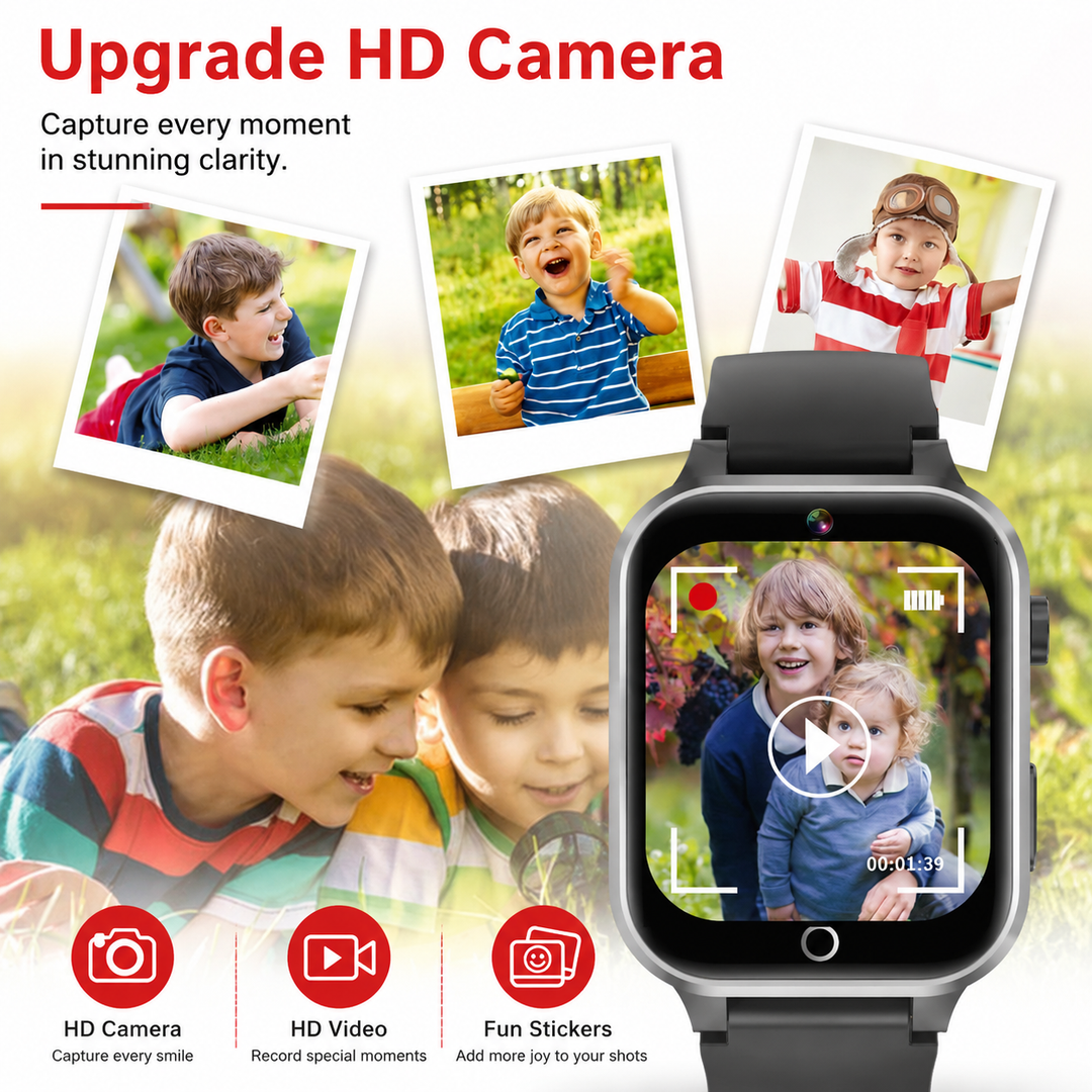 Premium 4G Kids Smartwatch GPS Video Call Voice Call IP67 Waterproof 8GB ROM WiFi Location Tracking SOS Button Activity Monitor Smart Watch for Kids