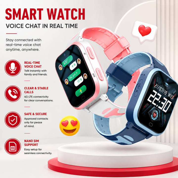 Premium 4G Kids Smartwatch GPS Video Call Voice Call IP67 Waterproof 8GB ROM WiFi Location Tracking SOS Button Activity Monitor Smart Watch for Kids