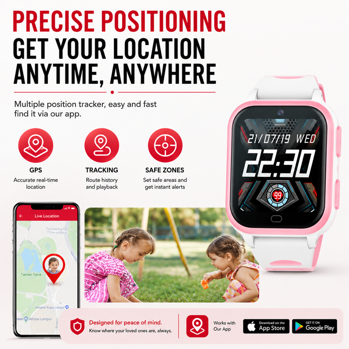 Premium 4G Kids Smartwatch GPS Video Call Voice Call IP67 Waterproof 8GB ROM WiFi Location Tracking SOS Button Activity Monitor Smart Watch for Kids