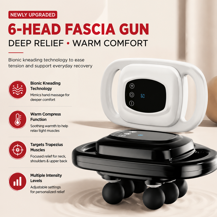 Premium 6 Head Massage Gun Deep Tissue Percussion Muscle Massager Multi Head Vibration Therapy Device Full Body Neck Back Shoulder Relief Rechargeable Cordless