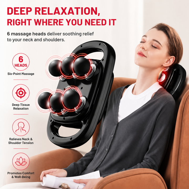 Premium 6 Head Massage Gun Deep Tissue Percussion Muscle Massager Multi Head Vibration Therapy Device Full Body Neck Back Shoulder Relief Rechargeable Cordless