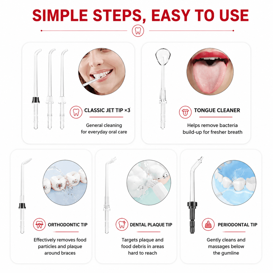 Premium 600ML Water Flosser Electric Oral Irrigator High Pulse Dental Cleaner Adjustable Pressure 7 Nozzles Gum Care Teeth Cleaning Home Use