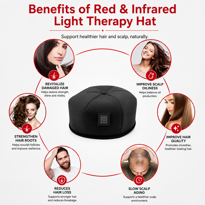 Premium 660nm 830nm LED Light Cap Red Near Infrared Scalp Therapy Wearable Hat USB Powered Relaxation Hat Pulse Mode Timer Light Therapy Device
