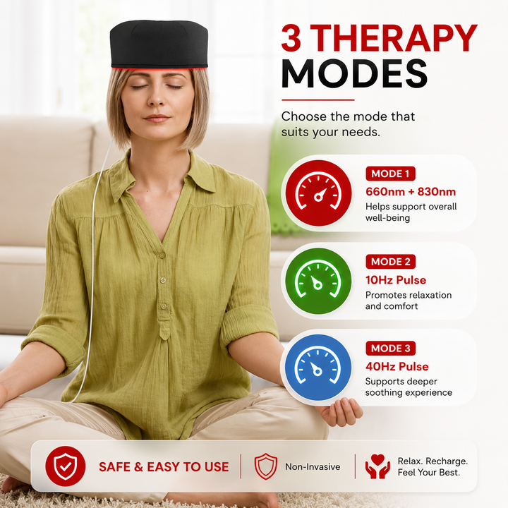 Premium 660nm 830nm LED Light Cap Red Near Infrared Scalp Therapy Wearable Hat USB Powered Relaxation Hat Pulse Mode Timer Light Therapy Device