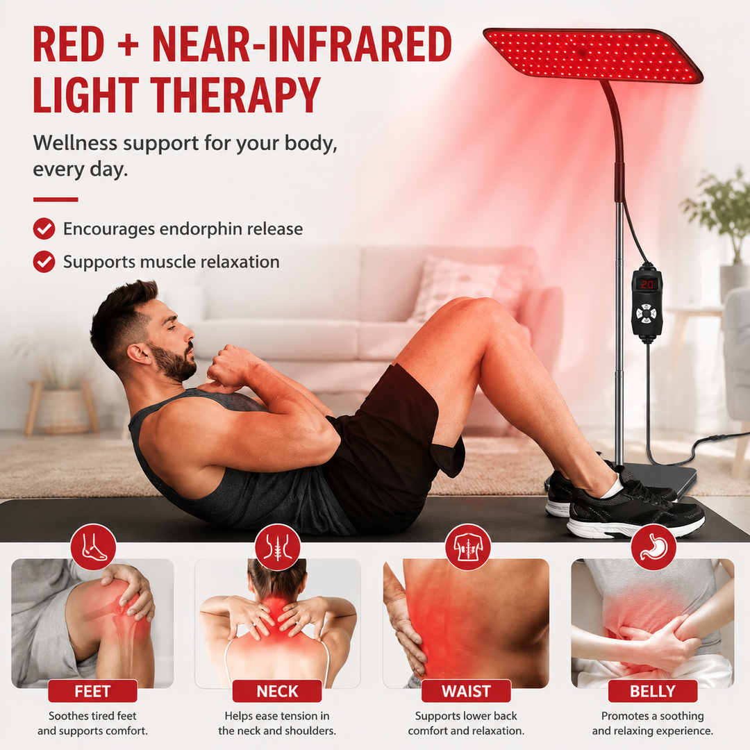 Premium 660nm 850nm LED Red Light Therapy Panel Near Infrared Lamp Adjustable Stand Timer 126 LED Light Therapy Device Home Facial Body Use