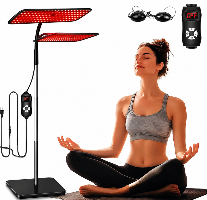 Premium 660nm 850nm LED Red Light Therapy Panel Near Infrared Lamp Adjustable Stand Timer 126 LED Light Therapy Device Home Facial Body Use