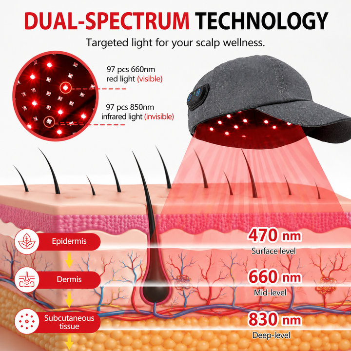 Premium 660nm 850nm Red Light Therapy Hair Growth Cap Infrared LED Scalp Care Device Wearable USB Powered Hair Regrowth Light Therapy Cap