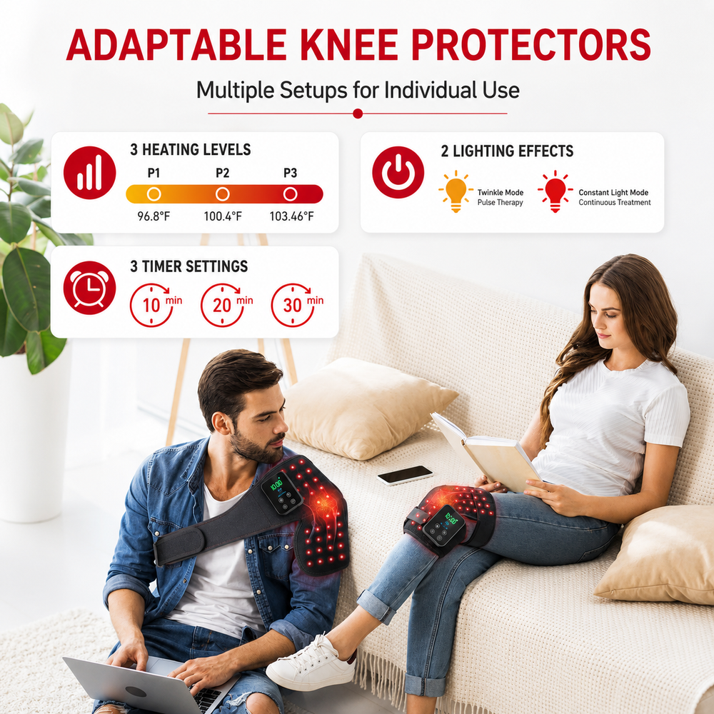 Premium 660nm 850nm Red Light Therapy Knee Pad Infrared LED Joint Support Wrap USB Rechargeable Knee Shoulder Elbow Pain Relief Therapy Device