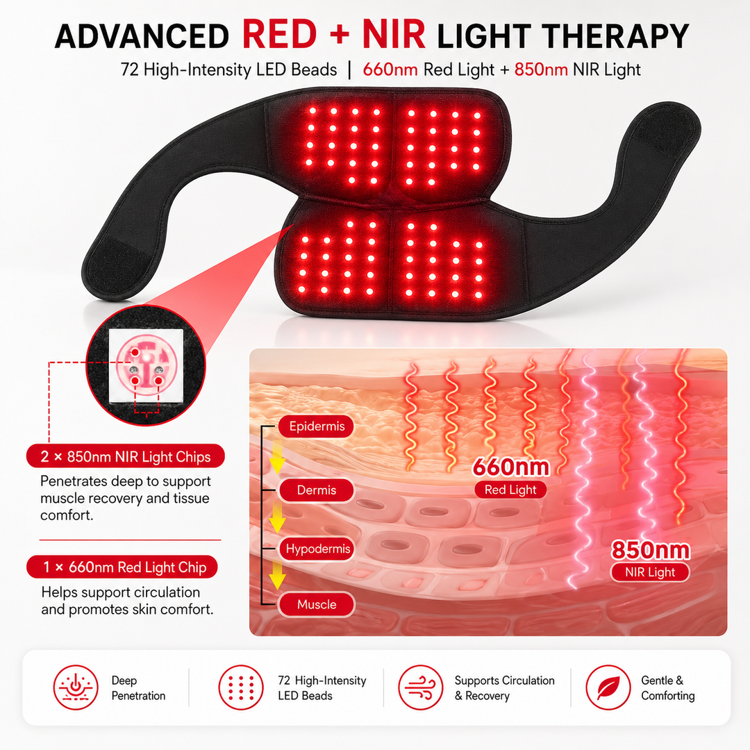 Premium 660nm 850nm Red Light Therapy Knee Pad Infrared LED Joint Support Wrap USB Rechargeable Knee Shoulder Elbow Pain Relief Therapy Device