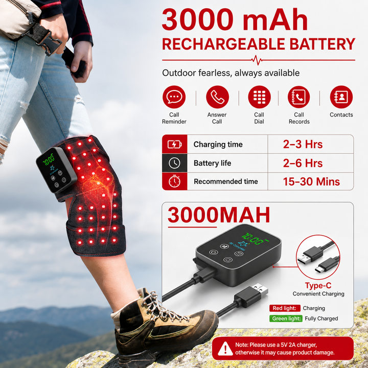 Premium 660nm 850nm Red Light Therapy Knee Pad Infrared LED Joint Support Wrap USB Rechargeable Knee Shoulder Elbow Pain Relief Therapy Device