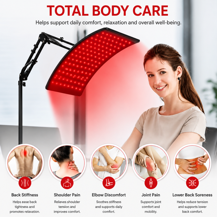 Premium 660nm and 850nm Red Light Therapy Lamp Infrared LED Panel 120 LED Adjustable Stand Curved Focus Home Body Light Therapy Device Goggles Included