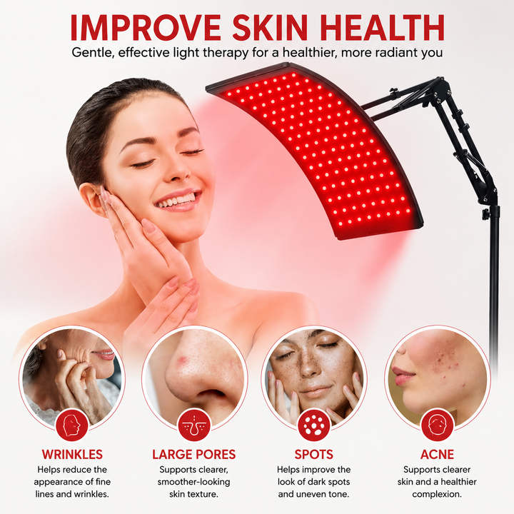 Premium 660nm and 850nm Red Light Therapy Lamp Infrared LED Panel 120 LED Adjustable Stand Curved Focus Home Body Light Therapy Device Goggles Included