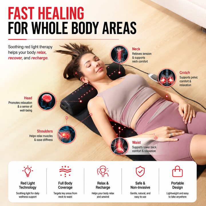 Premium 660nm and 850nm Red Light Therapy Mat LED Infrared Heating Pad 675 Beads Full Body Massage Therapy Device Neck Support Home Use System