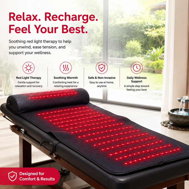 Premium 660nm and 850nm Red Light Therapy Mat LED Infrared Heating Pad 675 Beads Full Body Massage Therapy Device Neck Support Home Use System