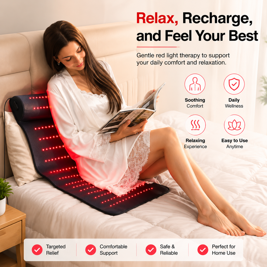 Premium 660nm and 850nm Red Light Therapy Mat LED Infrared Heating Pad 675 Beads Full Body Massage Therapy Device Neck Support Home Use System