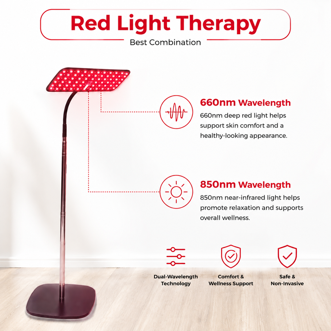 Premium 660nm and 850nm Red Light Therapy Panel 126 LED Infrared Lamp Adjustable Stand Timer 5 Level Brightness Home Face Body Light Therapy Device