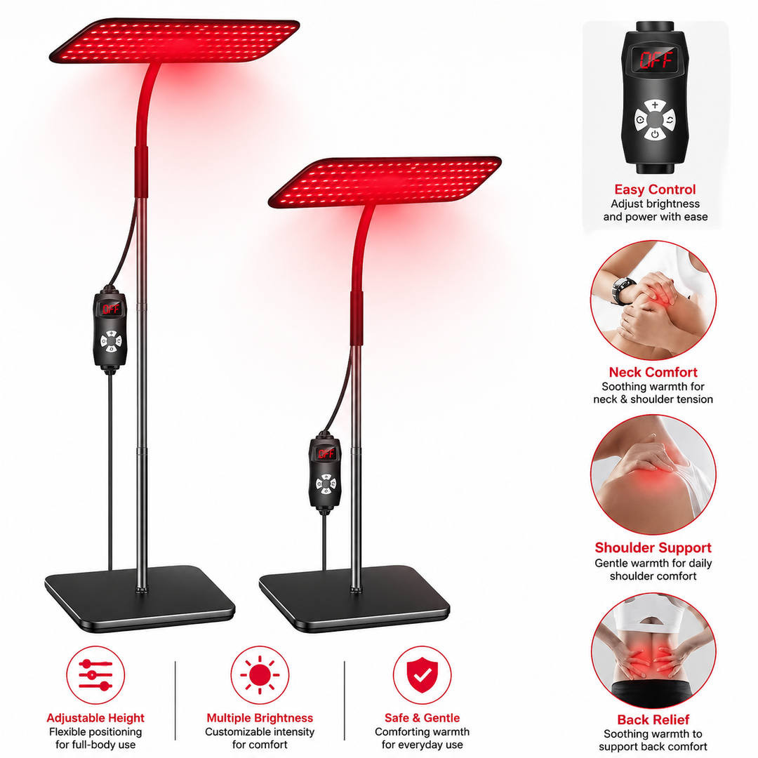 Premium 660nm and 850nm Red Light Therapy Panel 126 LED Infrared Lamp Adjustable Stand Timer 5 Level Brightness Home Face Body Light Therapy Device