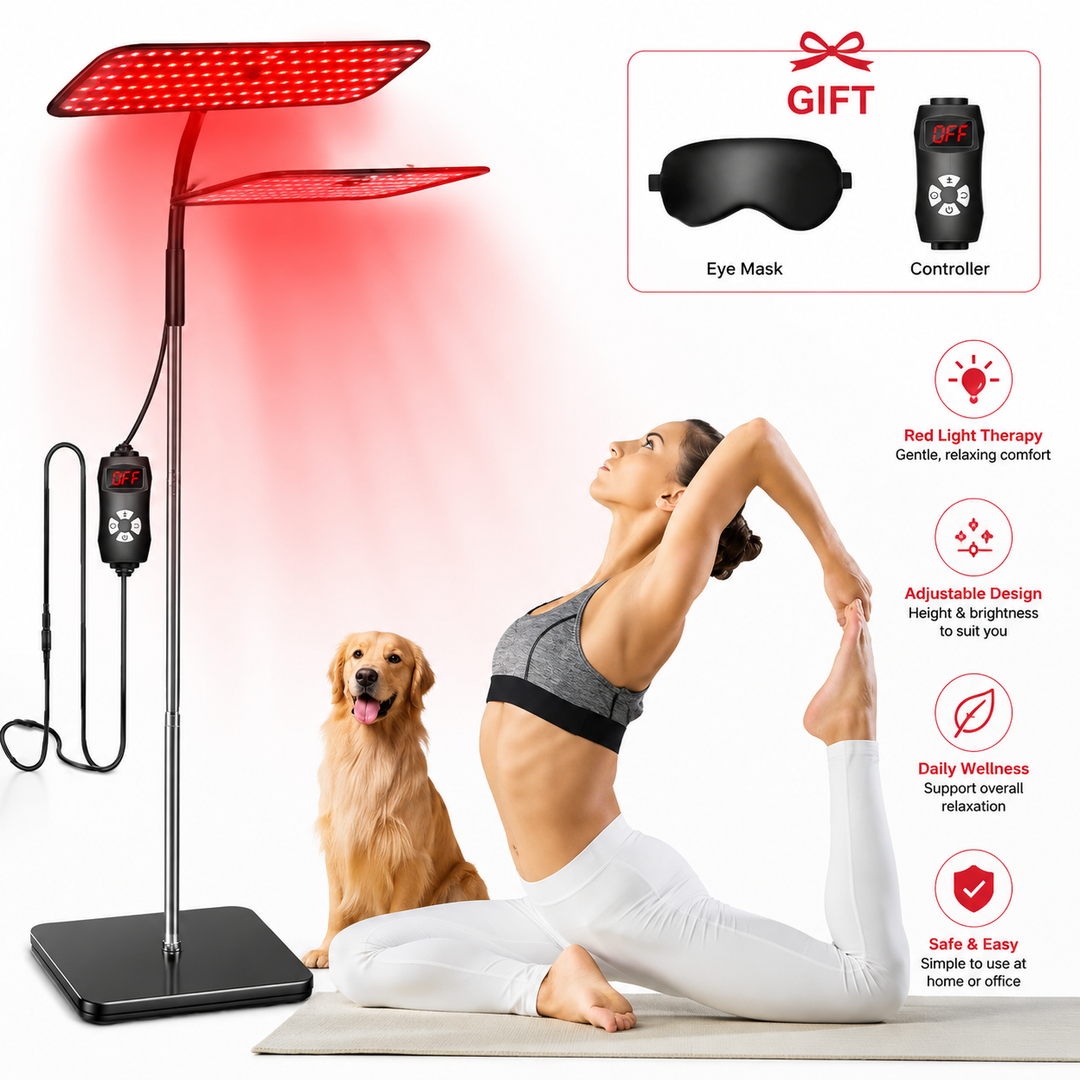 Premium 660nm and 850nm Red Light Therapy Panel 126 LED Infrared Lamp Adjustable Stand Timer 5 Level Brightness Home Face Body Light Therapy Device